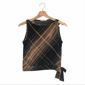 Vintage Y2K Black and Tan Stripe Side Tie Boatneck Top